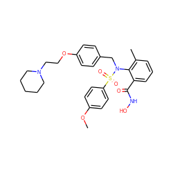 COc1ccc(S(=O)(=O)N(Cc2ccc(OCCN3CCCCC3)cc2)c2c(C)cccc2C(=O)NO)cc1 ZINC000026752239