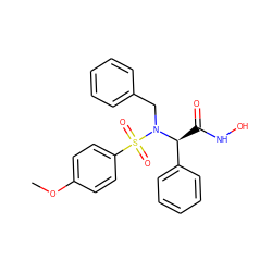 COc1ccc(S(=O)(=O)N(Cc2ccccc2)[C@@H](C(=O)NO)c2ccccc2)cc1 ZINC000013764124