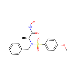 COc1ccc(S(=O)(=O)N(Cc2ccccc2)[C@@H](C)C(=O)NO)cc1 ZINC000010450304