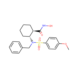 COc1ccc(S(=O)(=O)N(Cc2ccccc2)[C@@H]2CCCC[C@H]2C(=O)NO)cc1 ZINC000003821531