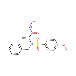 COc1ccc(S(=O)(=O)N(Cc2ccccc2)[C@H](C)C(=O)NO)cc1 ZINC000010450305
