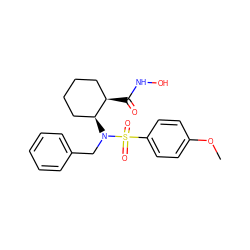 COc1ccc(S(=O)(=O)N(Cc2ccccc2)[C@H]2CCCC[C@H]2C(=O)NO)cc1 ZINC000003821532