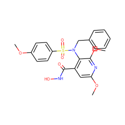 COc1ccc(S(=O)(=O)N(Cc2ccccc2)c2c(C(=O)NO)cc(OC)nc2OC)cc1 ZINC000026475953