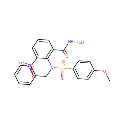 COc1ccc(S(=O)(=O)N(Cc2ccccc2)c2c(C(=O)NO)cccc2[N+](=O)[O-])cc1 ZINC000026474406