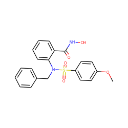 COc1ccc(S(=O)(=O)N(Cc2ccccc2)c2ccccc2C(=O)NO)cc1 ZINC000026401715