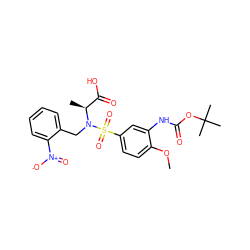 COc1ccc(S(=O)(=O)N(Cc2ccccc2[N+](=O)[O-])[C@@H](C)C(=O)O)cc1NC(=O)OC(C)(C)C ZINC000013863139