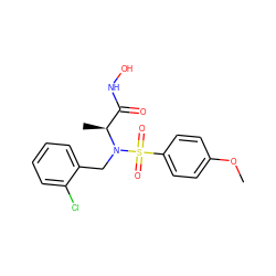 COc1ccc(S(=O)(=O)N(Cc2ccccc2Cl)[C@@H](C)C(=O)NO)cc1 ZINC000010450309