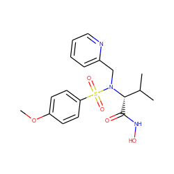 COc1ccc(S(=O)(=O)N(Cc2ccccn2)[C@@H](C(=O)NO)C(C)C)cc1 ZINC000000581385