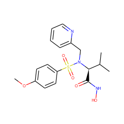 COc1ccc(S(=O)(=O)N(Cc2ccccn2)[C@H](C(=O)NO)C(C)C)cc1 ZINC000026666451