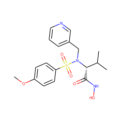 COc1ccc(S(=O)(=O)N(Cc2cccnc2)[C@@H](C(=O)NO)C(C)C)cc1 ZINC000006302114