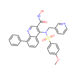 COc1ccc(S(=O)(=O)N(Cc2cccnc2)c2c(C(=O)NO)cnc3c(-c4ccccc4)cccc23)cc1 ZINC000029306629