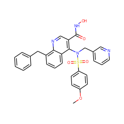 COc1ccc(S(=O)(=O)N(Cc2cccnc2)c2c(C(=O)NO)cnc3c(Cc4ccccc4)cccc23)cc1 ZINC000029306919
