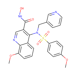 COc1ccc(S(=O)(=O)N(Cc2cccnc2)c2c(C(=O)NO)cnc3c(OC)cccc23)cc1 ZINC000001489868