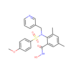 COc1ccc(S(=O)(=O)N(Cc2cccnc2)c2c(C)cc(C)cc2C(=O)NO)cc1 ZINC000026284152