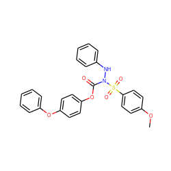 COc1ccc(S(=O)(=O)N(Nc2ccccc2)C(=O)Oc2ccc(Oc3ccccc3)cc2)cc1 ZINC000653785858