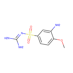 COc1ccc(S(=O)(=O)N=C(N)N)cc1N ZINC000013808052