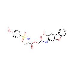 COc1ccc(S(=O)(=O)N[C@@H](C)C(=O)OCC(=O)Nc2cc3oc4ccccc4c3cc2OC)cc1 ZINC000003323933