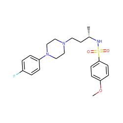 COc1ccc(S(=O)(=O)N[C@@H](C)CCN2CCN(c3ccc(F)cc3)CC2)cc1 ZINC000040429672