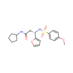 COc1ccc(S(=O)(=O)N[C@@H](CC(=O)NC2CCCC2)c2ccco2)cc1 ZINC000002938514