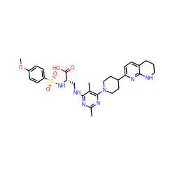 COc1ccc(S(=O)(=O)N[C@@H](CNc2nc(C)nc(N3CCC(c4ccc5c(n4)NCCC5)CC3)c2C)C(=O)O)cc1 ZINC000113459996