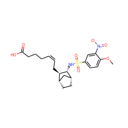 COc1ccc(S(=O)(=O)N[C@@H]2[C@@H]3CC[C@@H](C3)[C@H]2C/C=C\CCCC(=O)O)cc1[N+](=O)[O-] ZINC000013521203