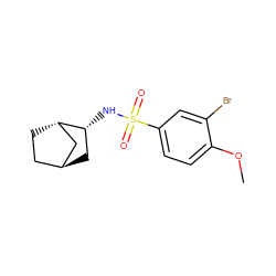 COc1ccc(S(=O)(=O)N[C@@H]2C[C@H]3CC[C@H]2C3)cc1Br ZINC000101209038