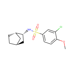 COc1ccc(S(=O)(=O)N[C@@H]2C[C@H]3CC[C@H]2C3)cc1Cl ZINC000101472314