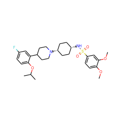 COc1ccc(S(=O)(=O)N[C@H]2CC[C@@H](N3CCC(c4cc(F)ccc4OC(C)C)CC3)CC2)cc1OC ZINC000101086018