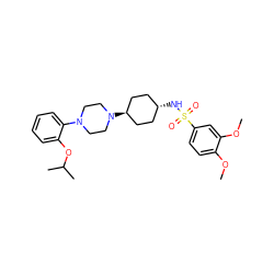 COc1ccc(S(=O)(=O)N[C@H]2CC[C@H](N3CCN(c4ccccc4OC(C)C)CC3)CC2)cc1OC ZINC000101098148