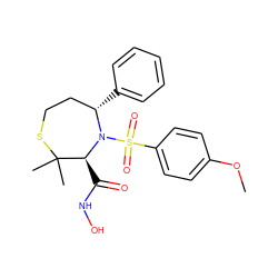 COc1ccc(S(=O)(=O)N2[C@@H](C(=O)NO)C(C)(C)SCC[C@@H]2c2ccccc2)cc1 ZINC000027521258