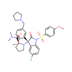 COc1ccc(S(=O)(=O)N2C(=O)[C@@](c3cc(CN4CCCC4)ccc3OC)(N3CCC[C@H]3C(=O)N(C)C)c3cc(Cl)ccc32)cc1 ZINC000072134042