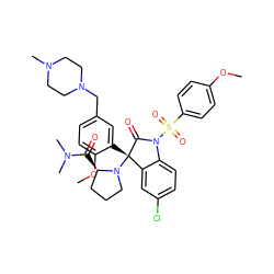 COc1ccc(S(=O)(=O)N2C(=O)[C@@](c3cc(CN4CCN(C)CC4)ccc3OC)(N3CCC[C@H]3C(=O)N(C)C)c3cc(Cl)ccc32)cc1 ZINC000072134043