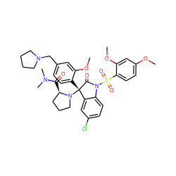 COc1ccc(S(=O)(=O)N2C(=O)[C@@](c3ccc(CN4CCCC4)cc3OC)(N3CCC[C@H]3C(=O)N(C)C)c3cc(Cl)ccc32)c(OC)c1 ZINC000068057324