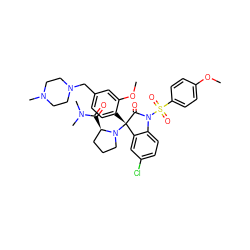 COc1ccc(S(=O)(=O)N2C(=O)[C@@](c3ccc(CN4CCN(C)CC4)cc3OC)(N3CCC[C@H]3C(=O)N(C)C)c3cc(Cl)ccc32)cc1 ZINC000072134090