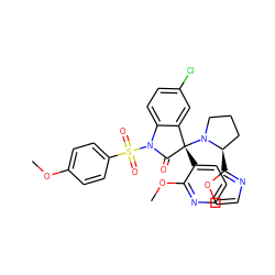 COc1ccc(S(=O)(=O)N2C(=O)[C@@](c3cccnc3OC)(N3CCC[C@H]3c3ncco3)c3cc(Cl)ccc32)cc1 ZINC000071333329