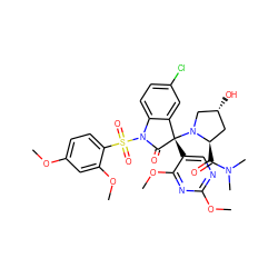 COc1ccc(S(=O)(=O)N2C(=O)[C@@](c3cnc(OC)nc3OC)(N3C[C@H](O)C[C@H]3C(=O)N(C)C)c3cc(Cl)ccc32)c(OC)c1 ZINC000072132851