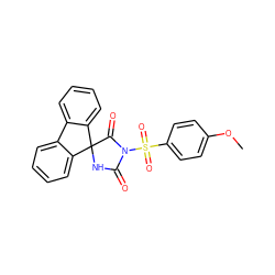 COc1ccc(S(=O)(=O)N2C(=O)NC3(C2=O)c2ccccc2-c2ccccc23)cc1 ZINC000299850161