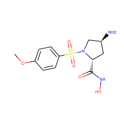 COc1ccc(S(=O)(=O)N2C[C@@H](N)C[C@@H]2C(=O)NO)cc1 ZINC000013835718