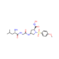 COc1ccc(S(=O)(=O)N2C[C@@H](NC(=O)CNC(=O)[C@@H](N)CC(C)C)C[C@H]2C(=O)NO)cc1 ZINC000169330374