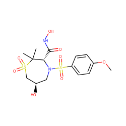 COc1ccc(S(=O)(=O)N2C[C@@H](O)CS(=O)(=O)C(C)(C)[C@@H]2C(=O)NO)cc1 ZINC000027523102