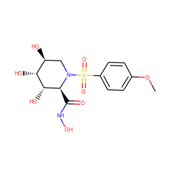COc1ccc(S(=O)(=O)N2C[C@H](O)[C@@H](O)[C@@H](O)[C@@H]2C(=O)NO)cc1 ZINC000013537250
