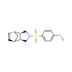 COc1ccc(S(=O)(=O)N2C[C@H]3[C@H]4C=C[C@@H](C4)[C@H]3C2)cc1 ZINC000101627192