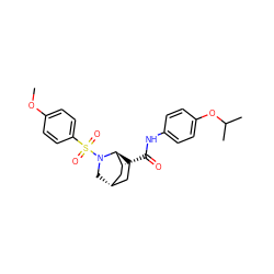 COc1ccc(S(=O)(=O)N2C[C@H]3CC[C@H]2[C@H](C(=O)Nc2ccc(OC(C)C)cc2)C3)cc1 ZINC000101283342