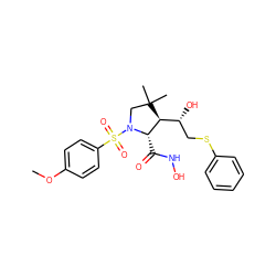 COc1ccc(S(=O)(=O)N2CC(C)(C)[C@@H]([C@H](O)CSc3ccccc3)[C@@H]2C(=O)NO)cc1 ZINC000013864012