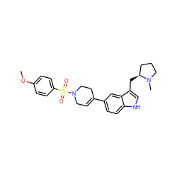 COc1ccc(S(=O)(=O)N2CC=C(c3ccc4[nH]cc(C[C@H]5CCCN5C)c4c3)CC2)cc1 ZINC000013553505