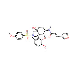 COc1ccc(S(=O)(=O)N2CC[C@]34c5c6ccc(OC)c5O[C@H]3[C@H](N(C)C(=O)/C=C/c3ccoc3)CC[C@@]4(O)[C@H]2C6)cc1 ZINC001772637422