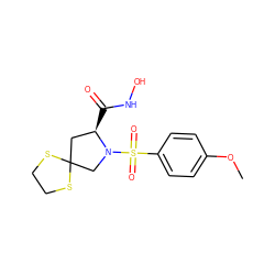 COc1ccc(S(=O)(=O)N2CC3(C[C@H]2C(=O)NO)SCCS3)cc1 ZINC000001903151