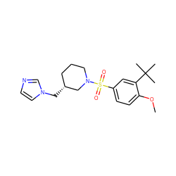 COc1ccc(S(=O)(=O)N2CCC[C@@H](Cn3ccnc3)C2)cc1C(C)(C)C ZINC000019717389