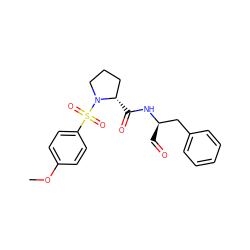 COc1ccc(S(=O)(=O)N2CCC[C@@H]2C(=O)N[C@H](C=O)Cc2ccccc2)cc1 ZINC000036287381
