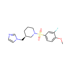COc1ccc(S(=O)(=O)N2CCC[C@H](Cn3ccnc3)C2)cc1F ZINC000653912886